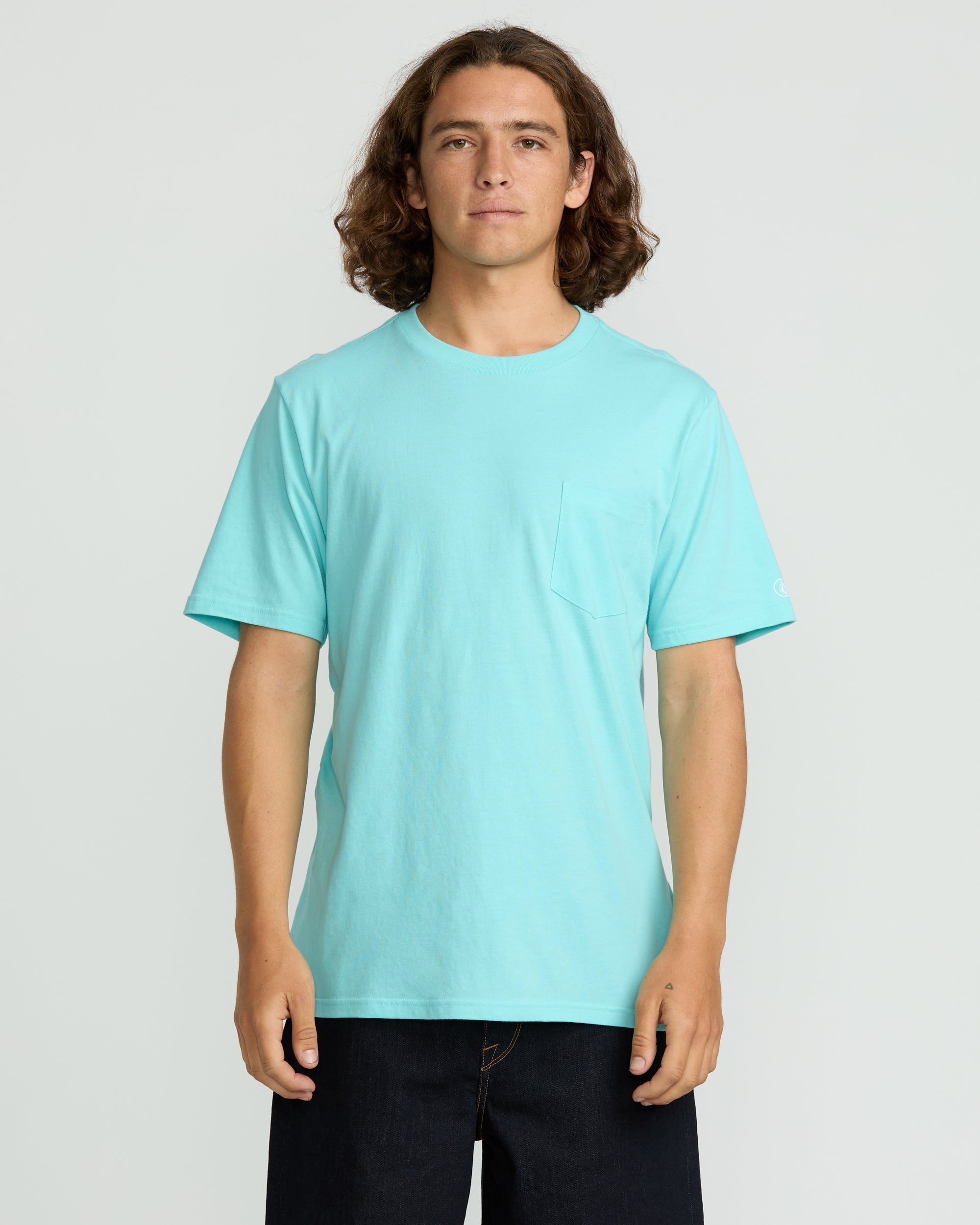 Men's Solid Short Sleeve Shirt Pocket Tee