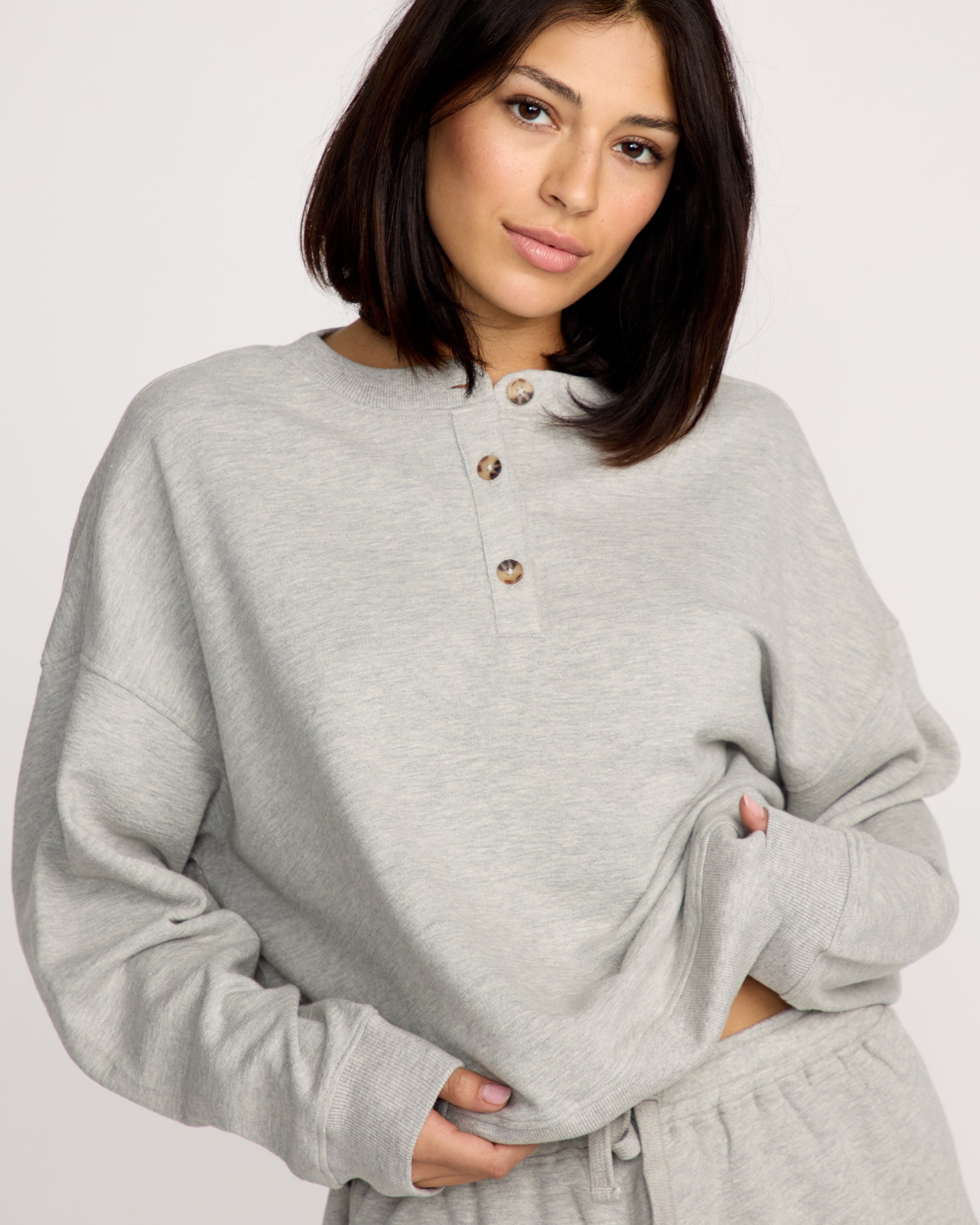 Women's Lived In Fleece Henley - Image 5